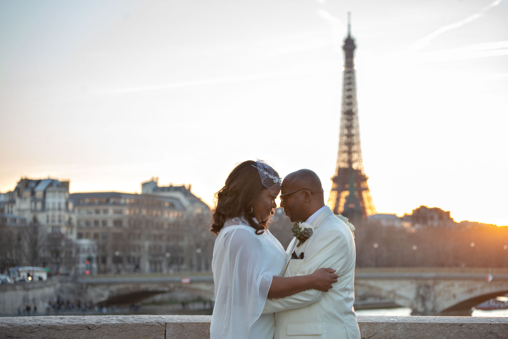 Destination wedding Eiffel Tower bridge